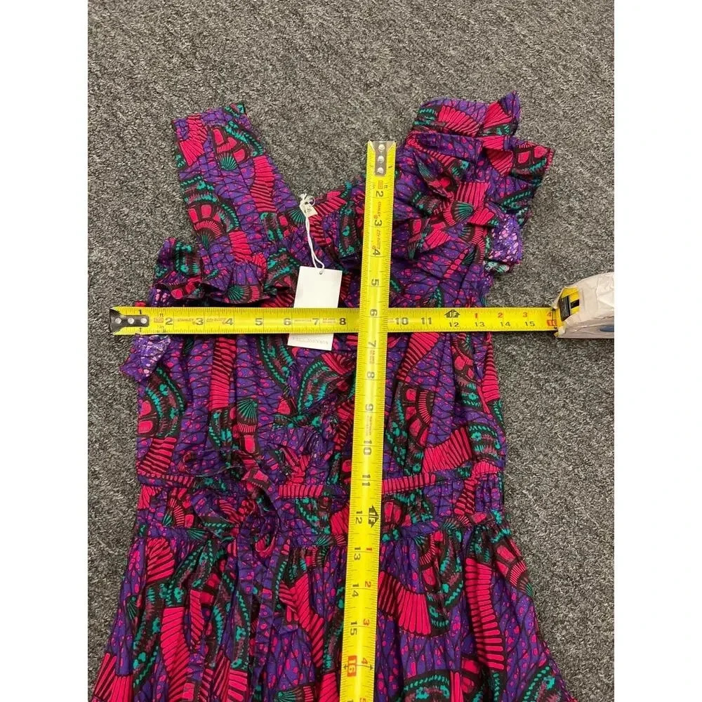 NWT Ulla Johnson IMOGEN Purple Print Ruffle Asymmetrical Midi Dress Size… - Picture 16 of 16